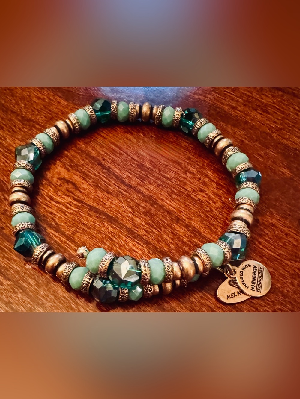Alex and Ani Bracelet Wrap Bracelet in Turquoise and Gold - Picture 6 of 8
